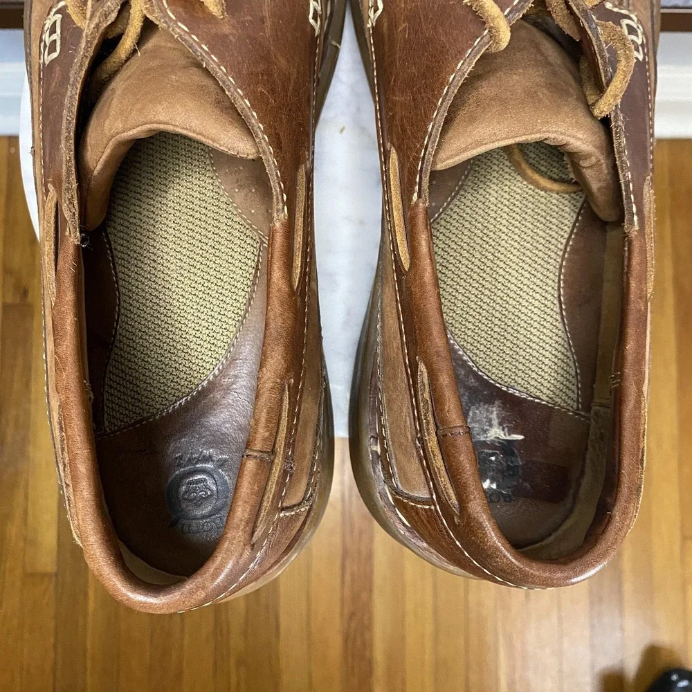 Born Shoes Mens Size 13 Brown Leather Boat Moc Toe Lace Up Casual Comfort